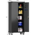 thumbnail image 3 of Metal Garage Storage Cabinet with Wheels and Pegboard, 72" H Rolling Steel Storage Cabinet with 4 Adjustable Shelves and Lockable Door for Garage, Office, Home,Required Assembly,Black, 3 of 18