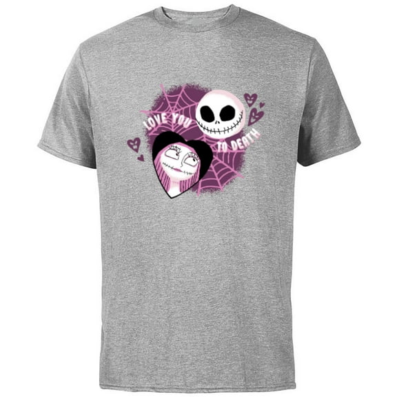 Disney The Nightmare Before Christmas Love You To Death - Short Sleeve Cotton T-Shirt for Adults - Customized-Athletic Heather