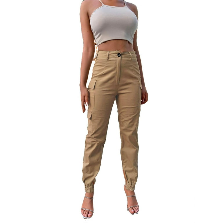 Cropped Cargo Pantshigh Waist Khaki Cargo Pants For Women