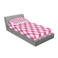 thumbnail image 2 of Ambesonne Geometric Fitted Sheet & Pillow Sham Set, Diagonal Pastel Color, Twinxl, Fuchsia Pale Pink White, 2 of 2