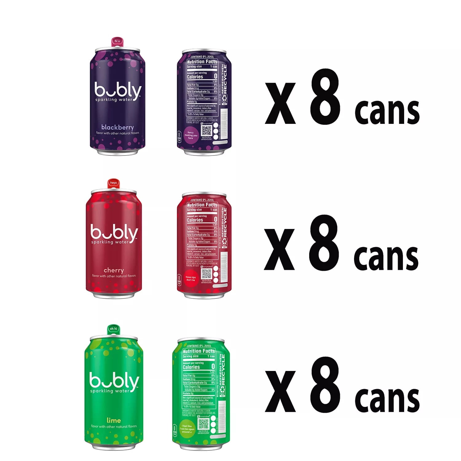 Bubly Sparkling Water Variety Pack, 12 Fluid Ounce (Pack of 24)