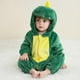thumbnail image 4 of Green Dinosaur Zipper Hooded Onesie Nightshirt Stylish Soft Loose Home Rompers for Kids Boy Girl, 4 of 5