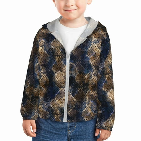

Lukts Watercolor Snake Skin Print Children s Long-Sleeved Sun Protection Clothing Hooded Sweatshirts for Boys and Girls Outdoor Sports-18 Months
