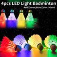 thumbnail image 2 of 4pcs Lighting Badminton Dark Night Colorful LED Lighting Sport Badminton Light Spot Shuttlecock Accessory Red/Green/Blue/Colored 4pcs Mixed, 2 of 6