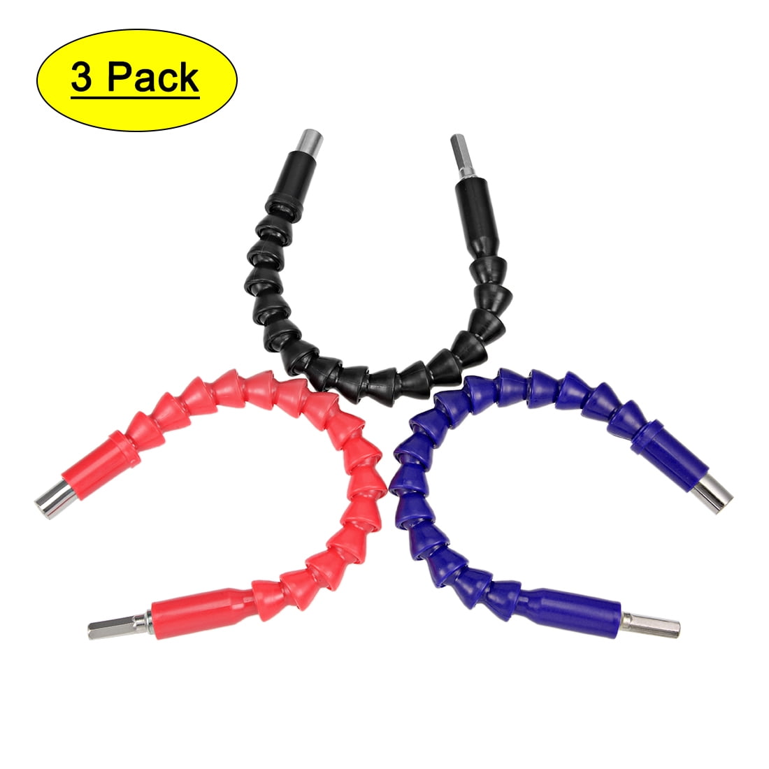 Uxcell 1/4' Hex Shaft 11.8' Magnetic Flexible Extension Screwdriver Bit Holder Set (3 Pack)