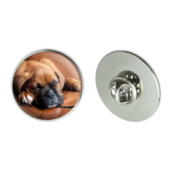 Boxer Puppy Dog Sleeping in Leather Chair Metal 1.1" Tie Tack Hat Lapel Pin Pinback