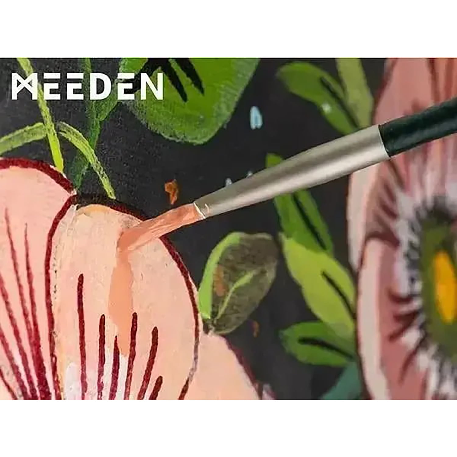 MEEDEN: Acrylic Paint Brushes Set - 10 Piece Variety - Flat, Fan, Angle & Detail Professional Brushes, Nylon Bristles, Natural Wood, Ergonomic Shaped
