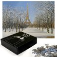 thumbnail image 2 of Ambesonne Winter Jigsaw Puzzle Durable Cardboard, Snowy Paris City View, 1000 pcs, White Blue Grey, 2 of 5