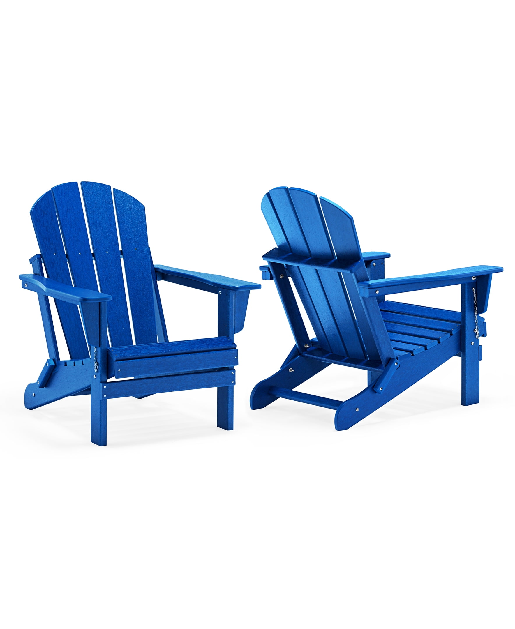 Polytrends  Laguna Hdpe All Weather Outdoor Patio Foldable Adirondack Chairs With Side Table (3-Piece Set) Pacific Blue