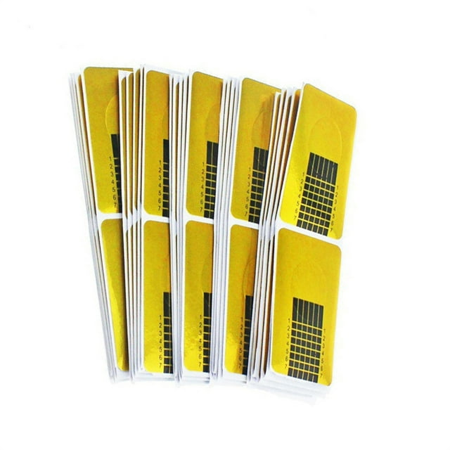 Vogacara 100 Uds. Juego de pegatinas para manicura, Kit de soporte de papel plegable ligero, puntas de Gel ajustables de buena viscosidad Juegos de manicura Oro Vogacara MJ0649-00