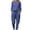 Navy 2 piece outfit for women, variant on Usmixi Womens Two Piece Outfits Fall Cotton Linen Lounge Set Casual Long Sleeve Crewneck Pullover Pocket Long Pants Sets with Belt under $5