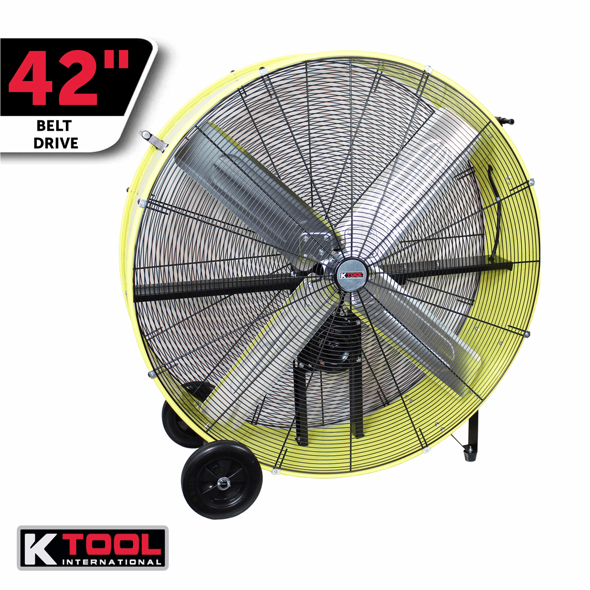 K Tool International 77743-PL4 42" Belt Drive Drum Fan w/8" Wheels, Pallet of 4