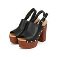 thumbnail image 5 of Qupid DB02 Women Leatherette Peep Toe Slingback Block Heel Clog Sandal, 5 of 5