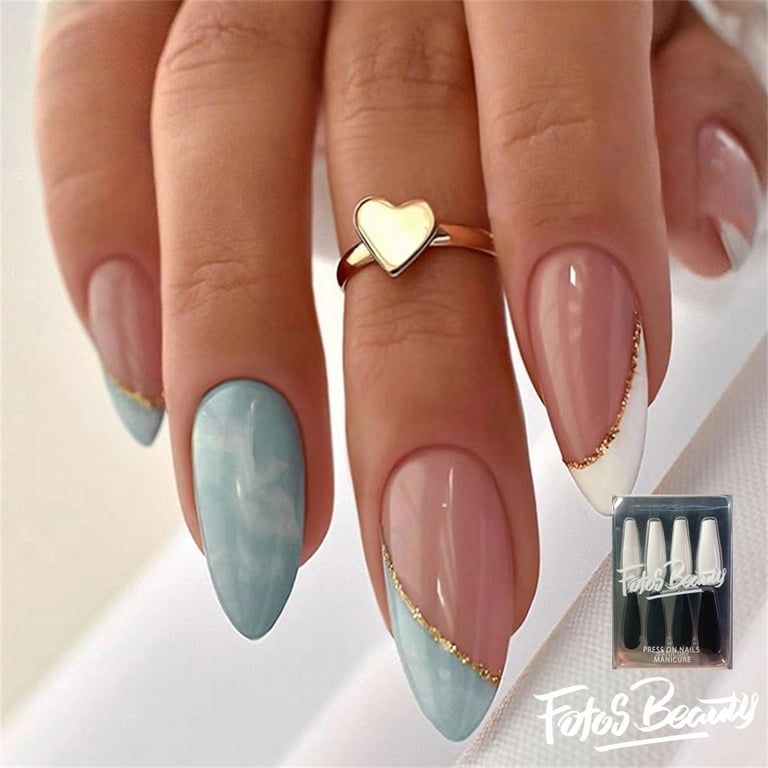 French tip almond nails  Almond nails, Nails, Stick on nails