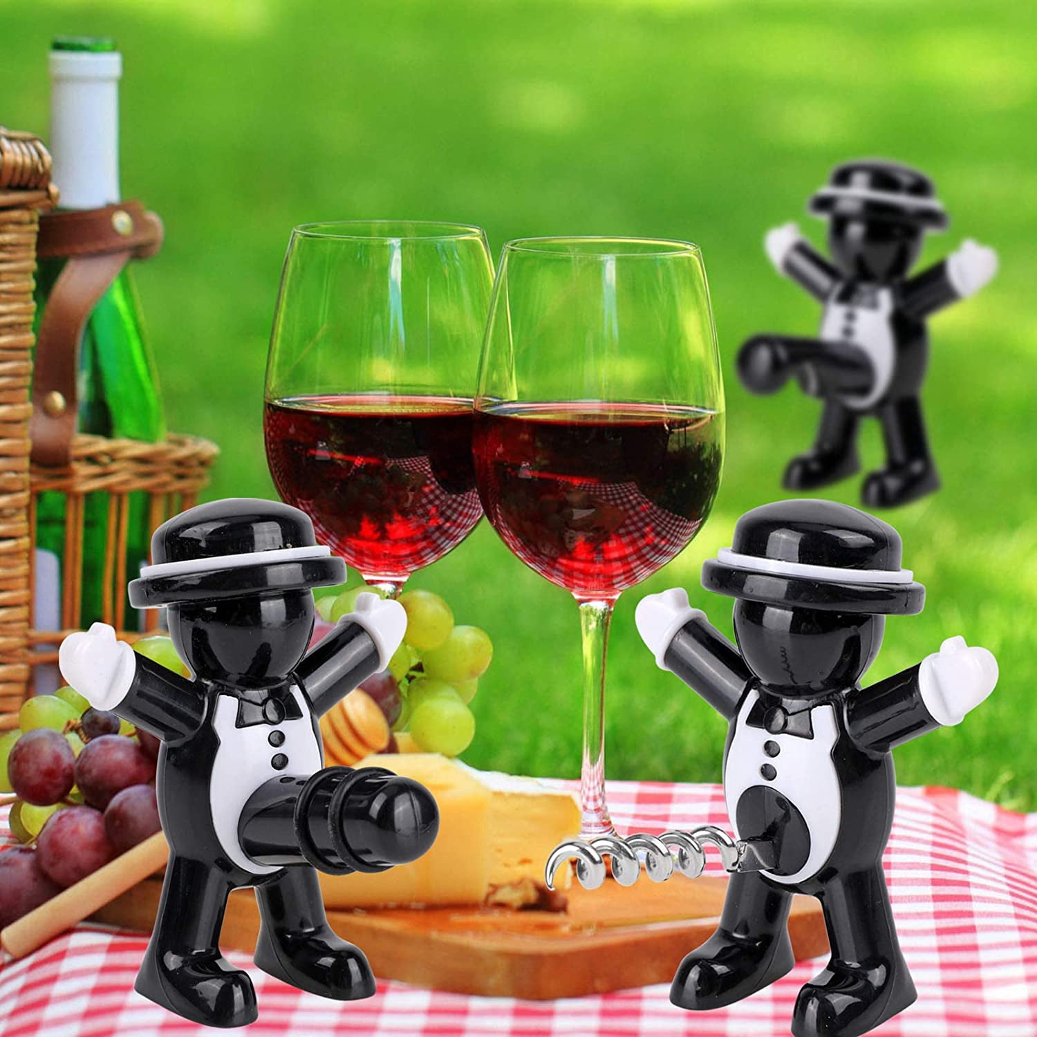 Lot De 3 Tire-bouchons Amusants - Décapsuleur Vin Et Bière + Bouchon - Cadeau Humour Pour Amateurs De Vin - 9