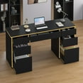 thumbnail image 6 of DreamCurship 58 Inch Executive Desk, Computer Desk with 7 Drawers, Home Office Desk for Work and Study, Black, 6 of 8