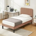 thumbnail image 5 of VECELO Twin Size Bed Frame, Modern Upholstered Platform Bed Frame with Adjustable Headboard, Wooden Slats Support/No Box Spring Needed, Coffee, 5 of 12