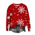thumbnail image 2 of Jsaierl Sweat-Shirt de Noël pour Femmes Col Rond Décontracté Imprimé Flocon de Neige Manches Longues Pulls Confortables Chemises de Vacances 2024, 2 of 4