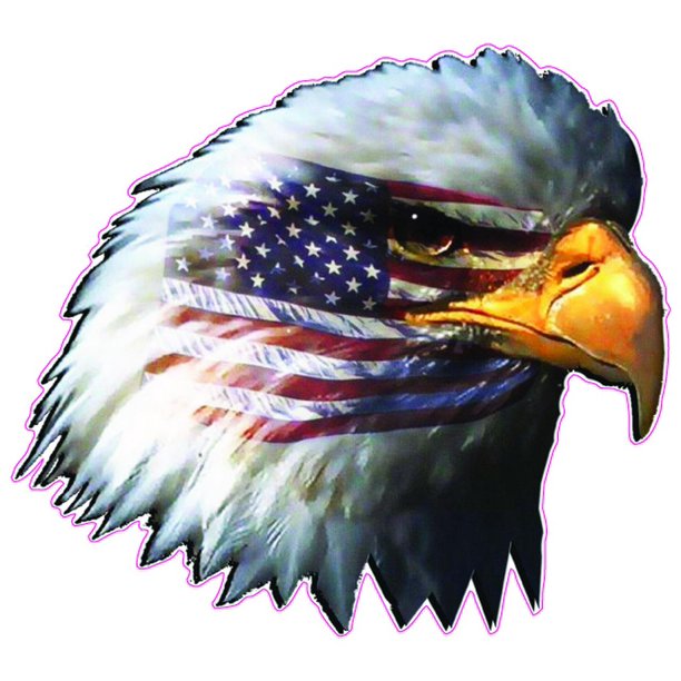 American Flag Eagle Head is 5" Decal