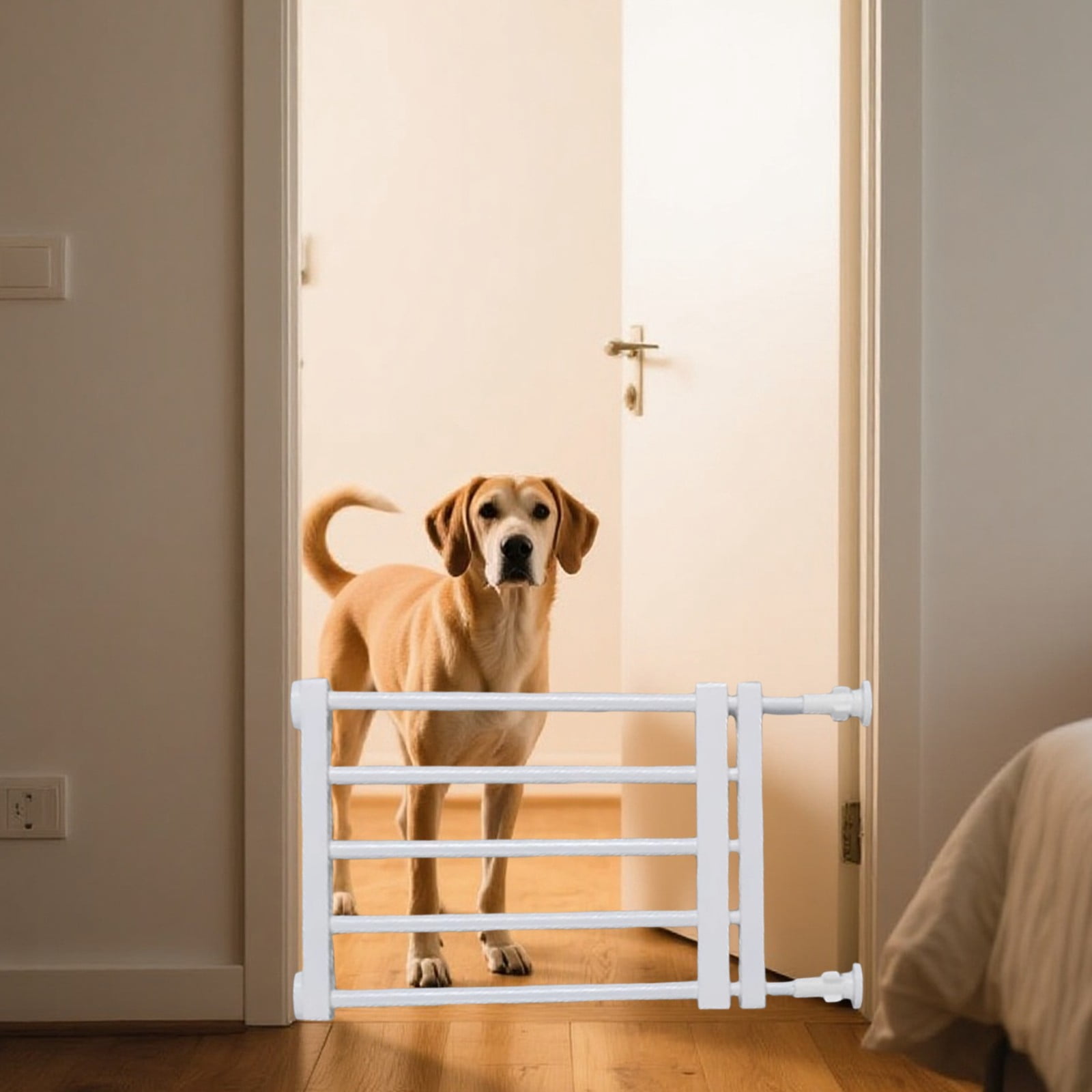 KMWGRE Adjustable Pet Door and Enclosure Indoor Barrier 15 to 23 Inches Wide for Dogs Cats Puppies Freestanding Sports Pen White 24x60cm