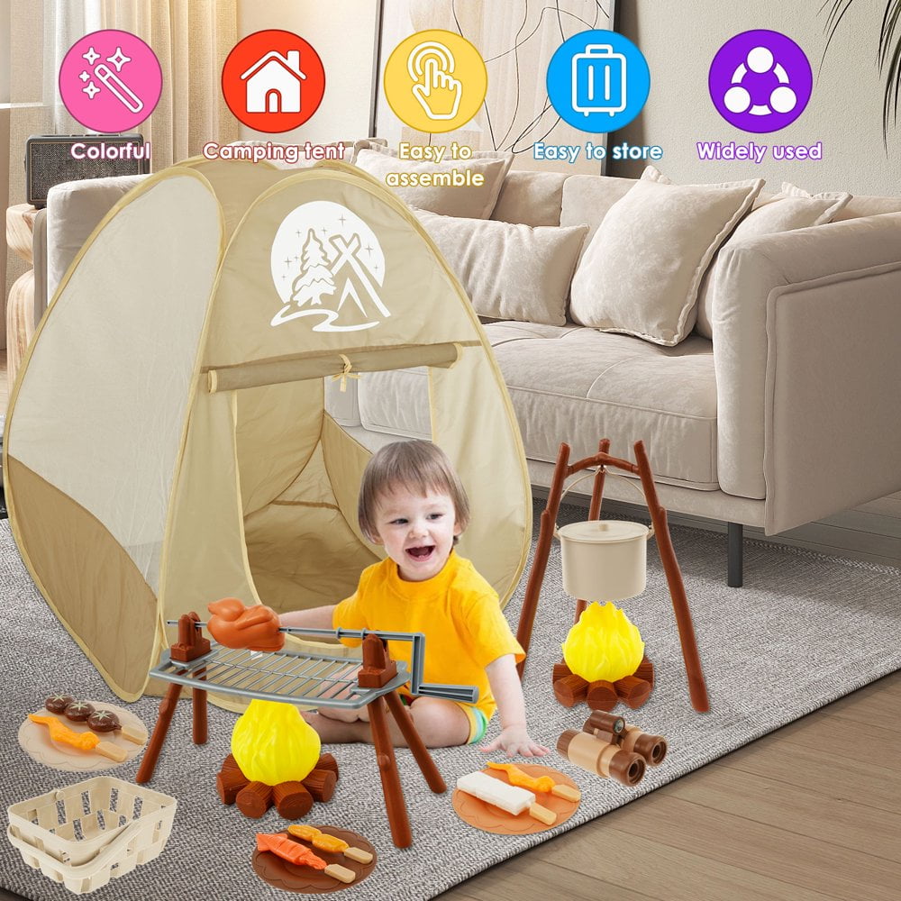 Dsseng Kids Camping Toy Set with Tent Pop Up Children Play Tent