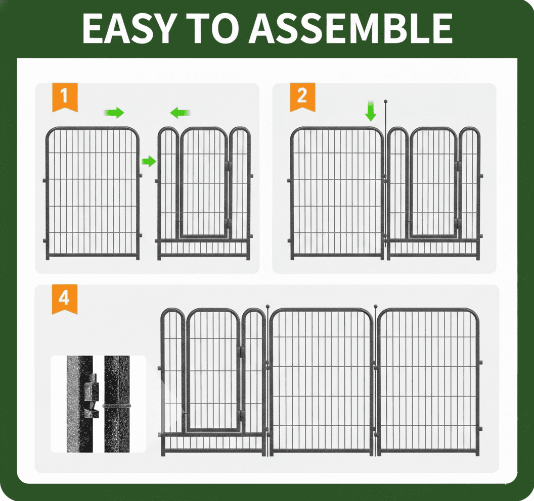 SPZONE Decorative Garden Fence 24" Height 24 Panels (3Gates+21Panels) Outdoor, No Dig Rustproof Wire, Metal Animal Barrier Fencing for Yard Patio Flower Bed Black-Silver