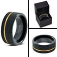 thumbnail image 4 of P. Manoukian Tungsten Wedding Band Ring 8mm for Men Women Black & 18K Yellow Gold Plated Offset Line Pipe Cut Brushed Polished Lifetime Guarantee Size 12, 4 of 4