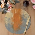 thumbnail image 3 of Burnt Orange Cement Gray Round 15 Inch Placemats Set of 6, Modern Abstract Art Orange HeatResistant Non Slip Place Mats for Dining Table, Wipeable Braided Kitchen Table Mats for Housewarming, 3 of 9