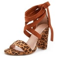 thumbnail image 1 of Dellytop Womens Lace Up Chunky Ankle Strappy Pumps High Heels Sandals, 1 of 3