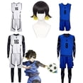 thumbnail image 2 of Disfraz de Cosplay de Meguru de Bachira, mono de fútbol de Jersey blanco, mono de Anime azul, ropa de Carnaval de Halloween, 2 of 4