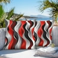 thumbnail image 4 of Abstract Wave Line Outdoor Pillow Covers Pack of 2 Gray Red Black Stripe Graffiti Waterproof Throw Pillow Covers Decorative Cushion Cases for Patio Garden Tent Balcony Couch 20x20 inch, 4 of 8