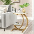thumbnail image 1 of Fnova Industrial C - Shaped Side Table, 19.68" End Table with Storage Shelf, Geometric Shapes, Metal Frame for Study, Kitchen, Dining Room, Living Room, Easy Assembly, 1 of 10