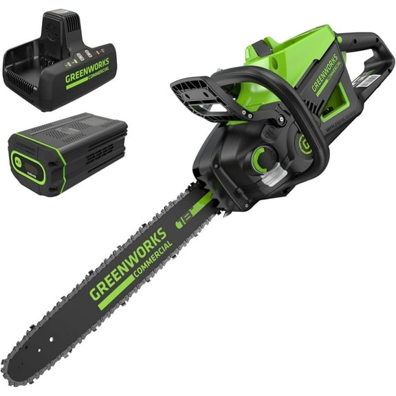 Greenworks 82V 18" (2.7kW Brushless) Prosumer Cordless Chainsaw, 4.0Ah Battery and 8A Dual Port Rapid Charger