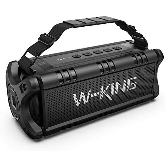 Bocina portátil W-KING Bluetooth 50W impermeable -Negro