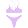 thumbnail image 3 of Women's Solid Scoop Neck Push Up Padded Brazilian Thong Bikini Swimsuit Bathing Suit, 3 of 4