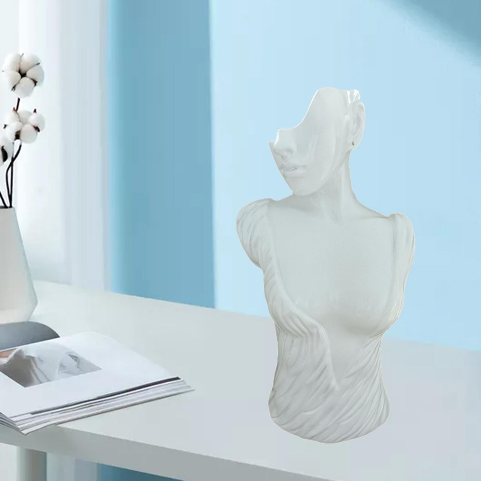 Mannequin Head Bust Stand Jewelry Display Necklace Earring Chain Holder Rack S White 25X13X11cm