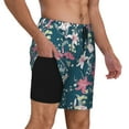 thumbnail image 2 of Kdxio Lilies Flowers Print Men's Swim Trunks with Compression Liner 7 Inch Inseam Quick Dry Swim Shorts, 2 of 7