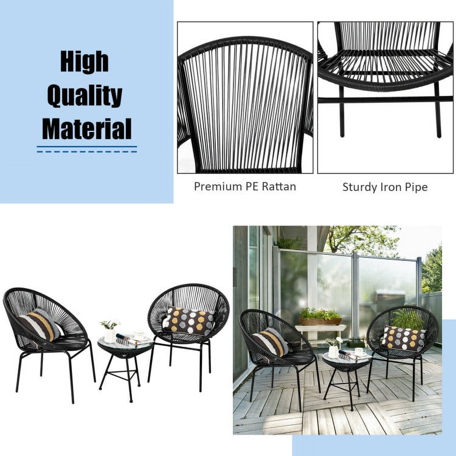 Aimee Lii 3 Pieces Patio Furniture Bistro Set with GlassTable, Small Patio Set, Black Aimee Lii 3 Pieces Patio Furniture Bistro Set with GlassTable, Small Patio Set, Black