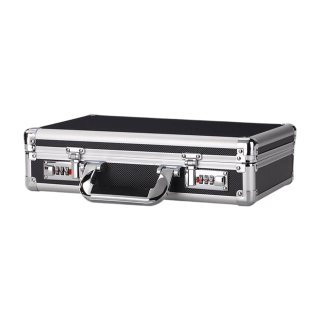 Caja de aleación de aluminio vacía, caja de seguridad portátil de aluminio para herramientas de viaje al aire libre Negro con esponja