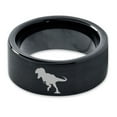 thumbnail image 2 of Tungsten Tyrannosaurus Rex Band Ring 9mm Men Women Comfort Fit Black Flat Cut Brushed Polished, 2 of 4