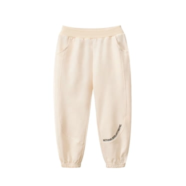 FAOWME Fall 2025 Pants Boys Girls Track Pants Beige 5-6 Years
