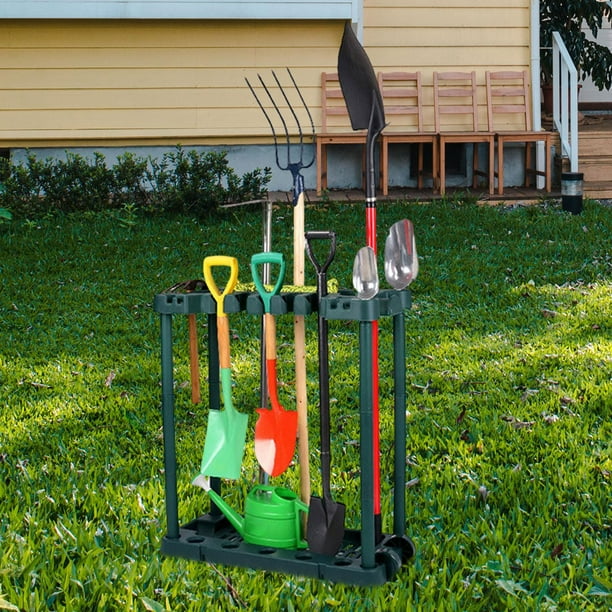 Garden Tool Organizer Rakes Shovels Rack with Roller Utility Rack