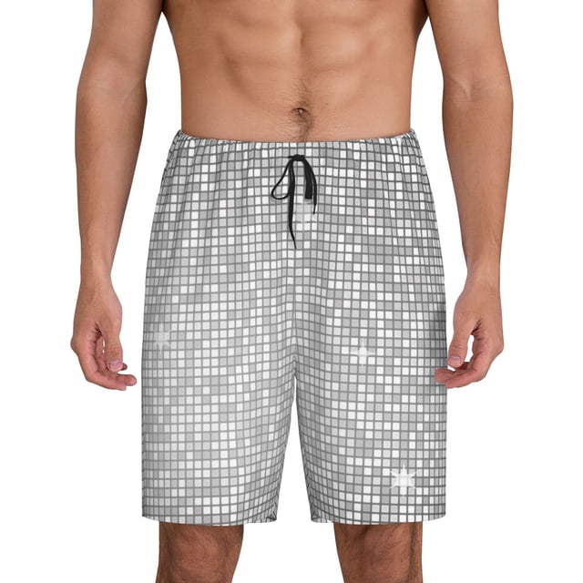 Fotbe Silver Mosaic Pantalones Cortos de Pijama para Hombre, Ropa de Dormir, Pantalones de Pijama Cortos para Hombre-X-Large