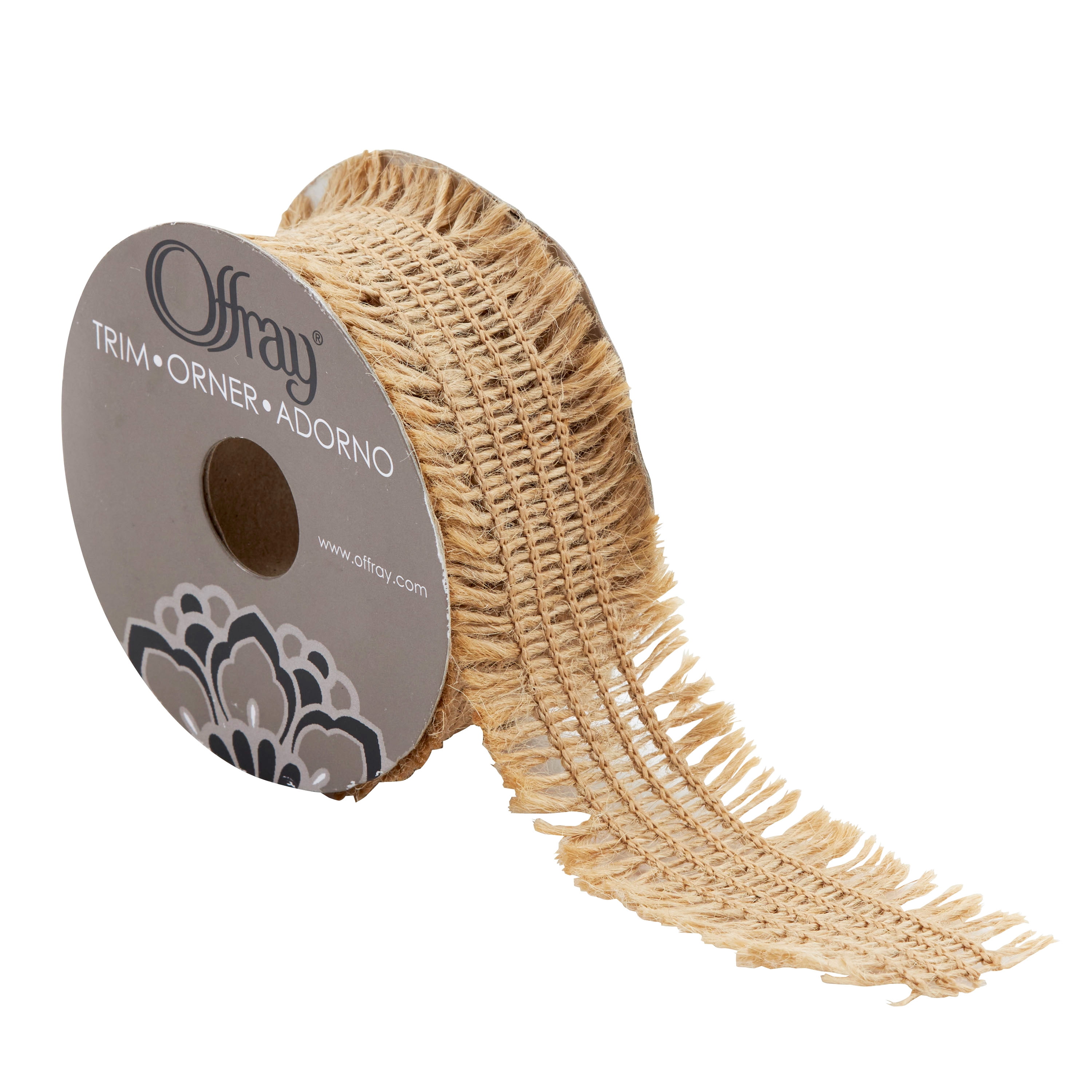Simplicity Trim, Natural 1 1/2 inch Frayed Jute Trim Great for Apparel, Home Decorating, and Crafts, 3 Yards, 1 Each