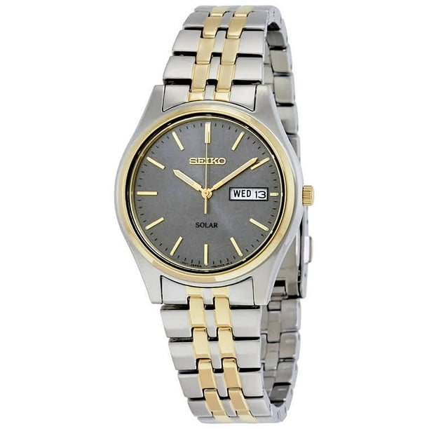 Seiko Men's Two-tone Solar Charcoal Dial Watch SNE042 