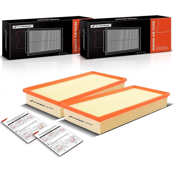 A-Premium 2-PC Engine Air Filter Compatible with Audi Q7 & Land Rover Range Rover & Porsche Cayenne & Volkswagen Touareg, 2004-2018, Flexible Panel, Replace# 95511013110