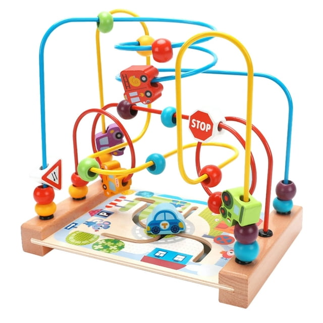 QUTETN Bead Maze Kids Cars Toy Children’s Toys Ocean Plaything Taste Beads Iron Wooden Toddler