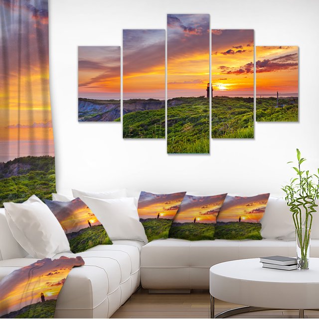 Lighthouse at Gorgeous Sunset - Extra Large Wall Art Landscape