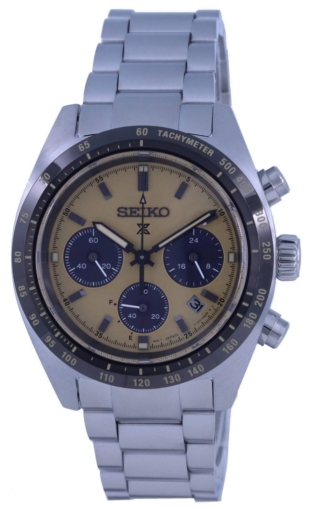 Seiko Prospex Speedtimer Chronograph Solar Beige Dial SSC817 SSC817P1  SSC817P 100M Men's Watch 
