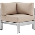 thumbnail image 3 of Modway Shore Fauteuil d'Angle de Patio Extérieur en Aluminium et Tissu, Argent/beige, 3 of 4